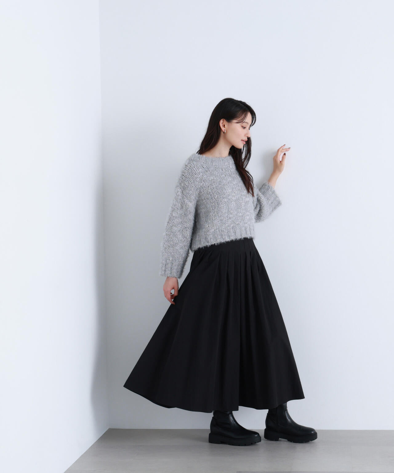 2wayネックスラブヤーンニット