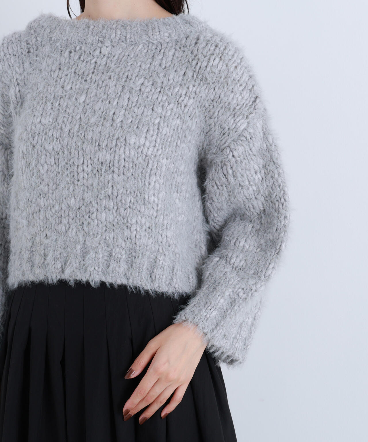 2wayネックスラブヤーンニット