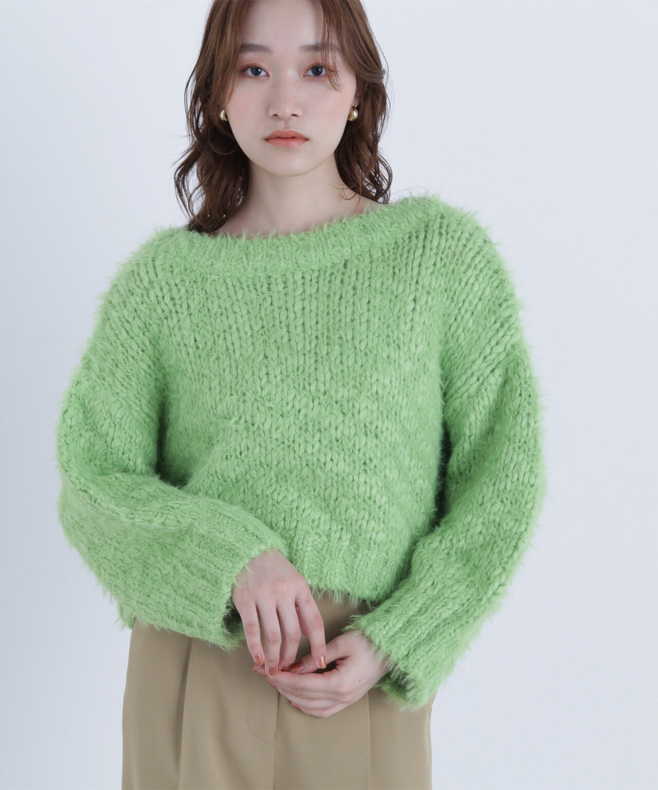 2wayネックスラブヤーンニット