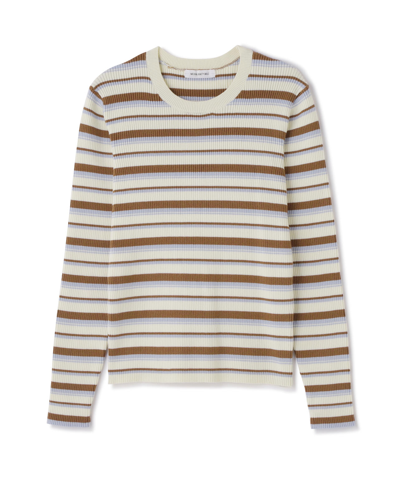 マルチボーダーリブニット