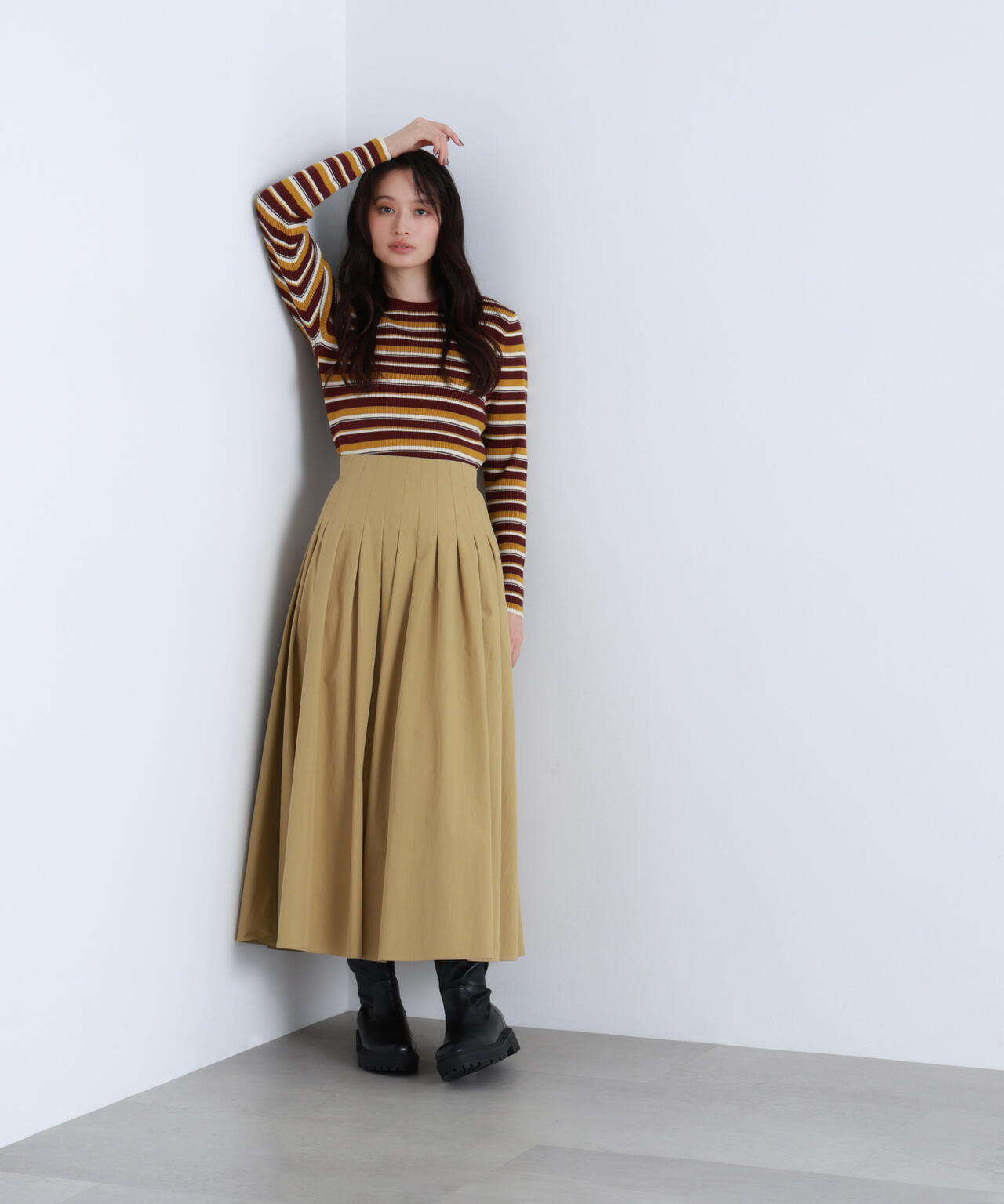 マルチボーダーリブニット