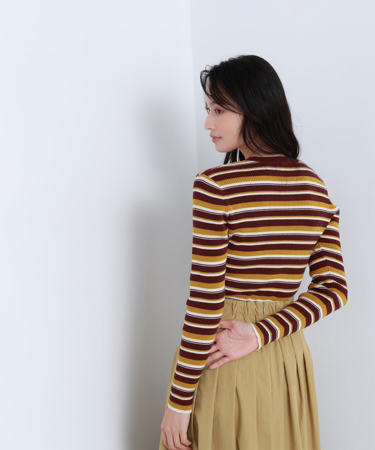 マルチボーダーリブニット