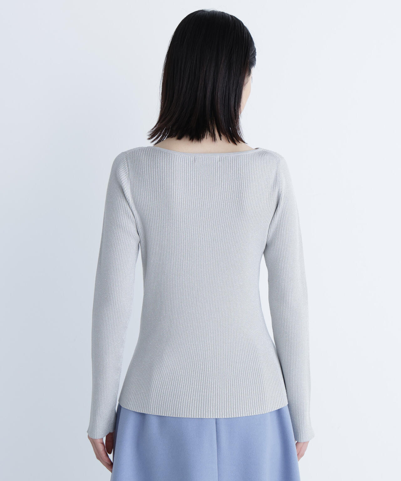 ニュアンスネックラメリブニット