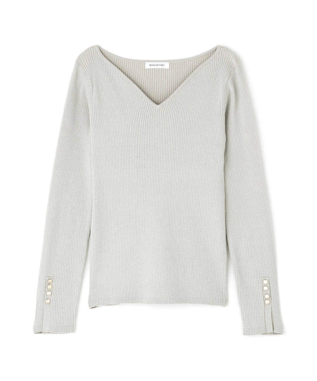 ニュアンスネックラメリブニット