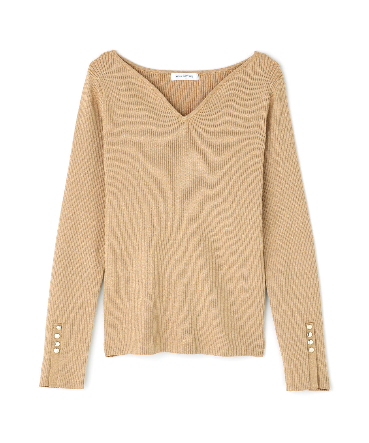 ニュアンスネックラメリブニット