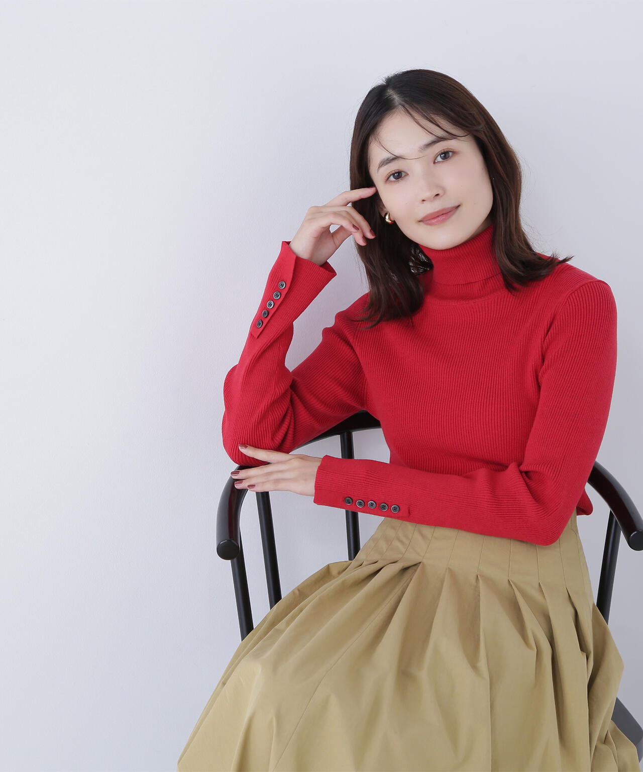 【Oggi掲載】ベーシックタートルネックニット