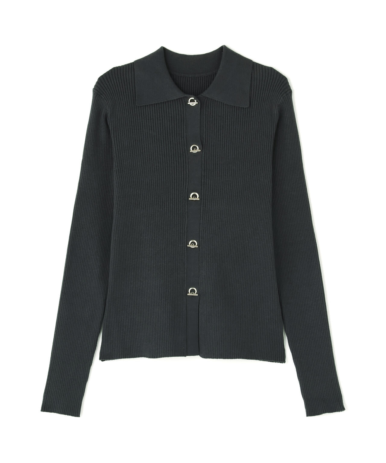 ハトメボタンポロカラーニット