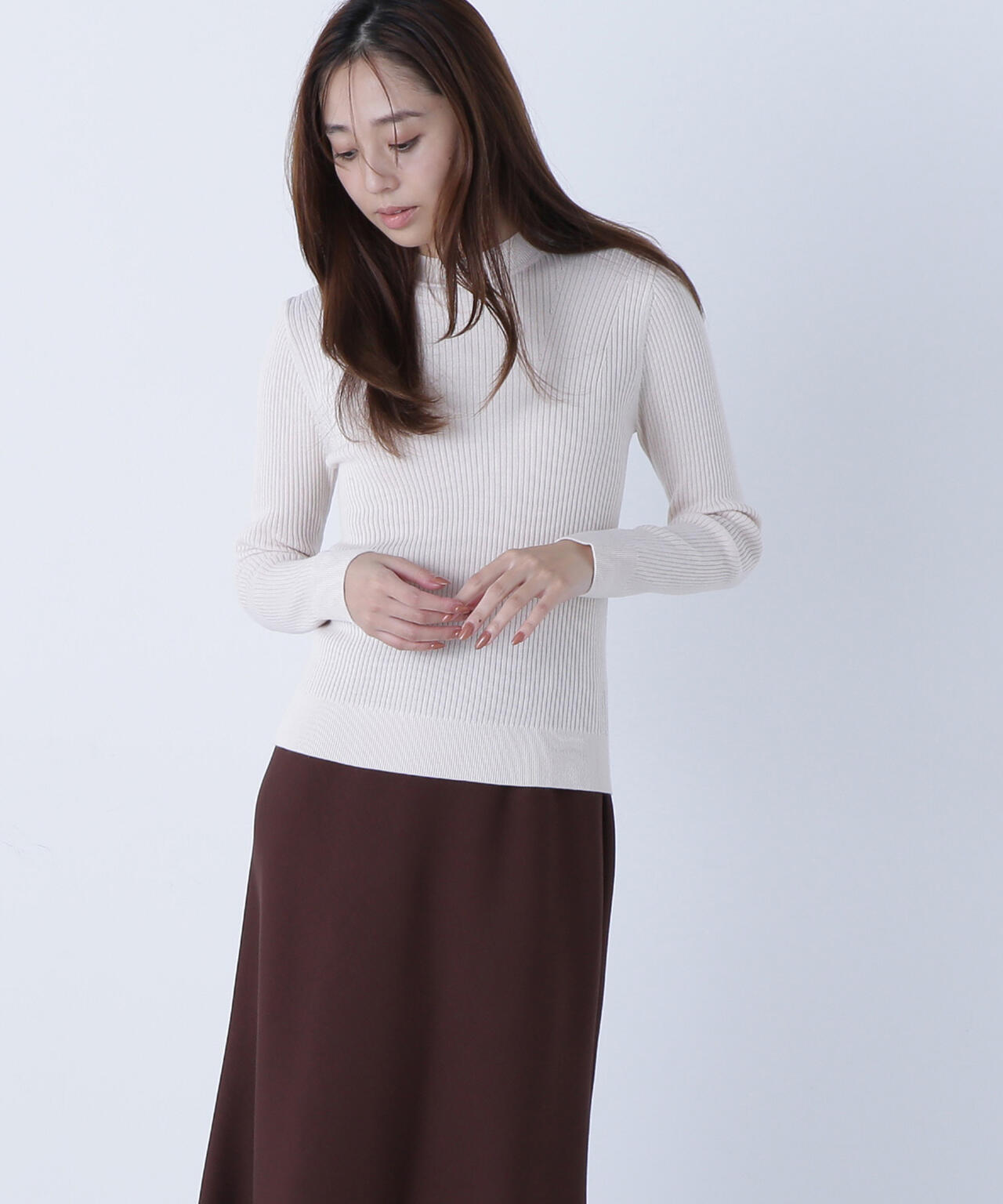 ウールブレンドニットシリーズ モックネック