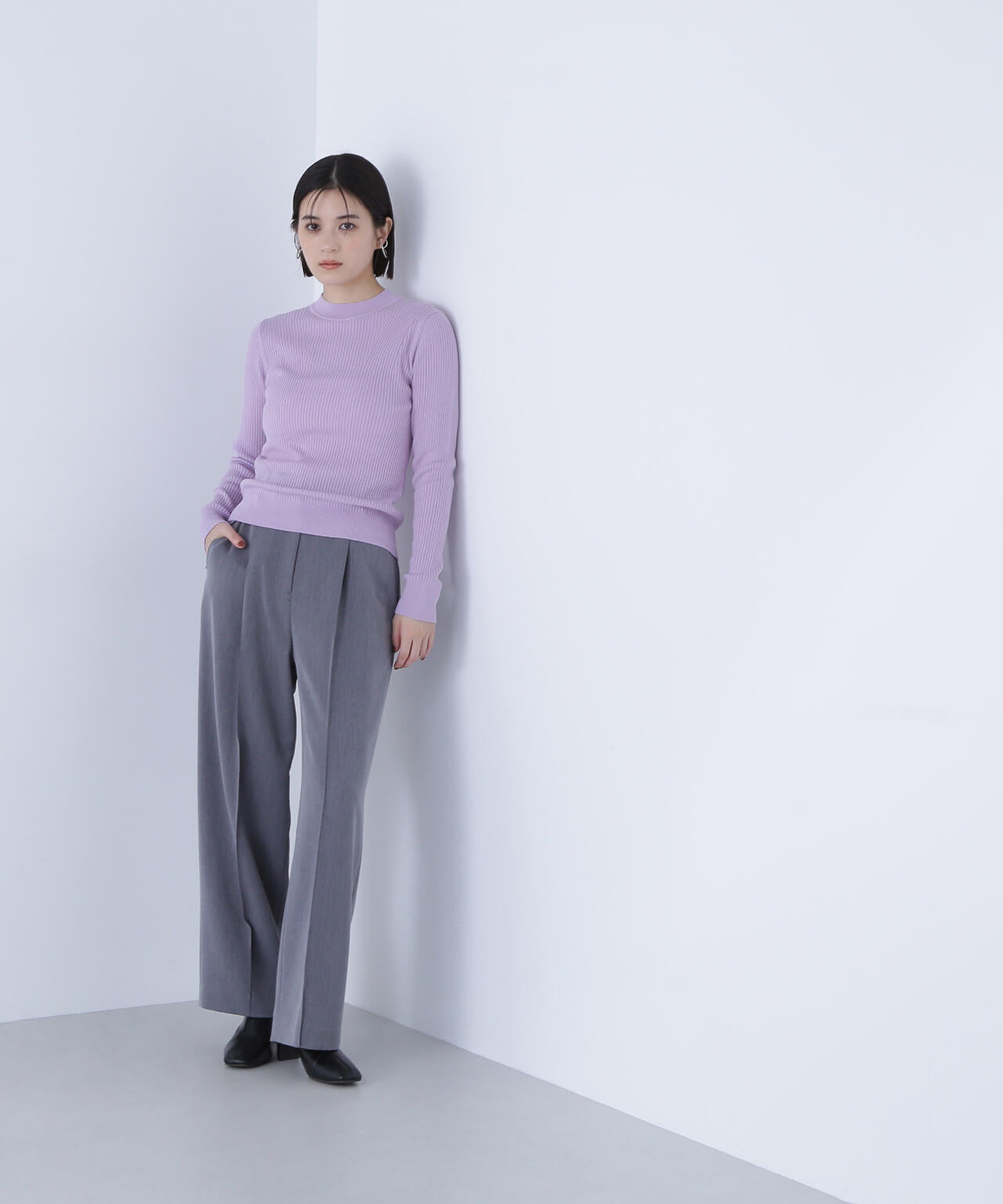 ウールブレンドニットシリーズ モックネック