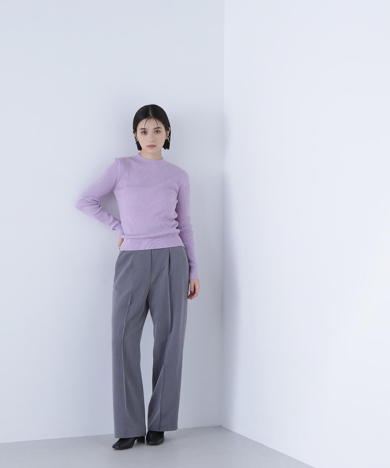 ウールブレンドニットシリーズ モックネック