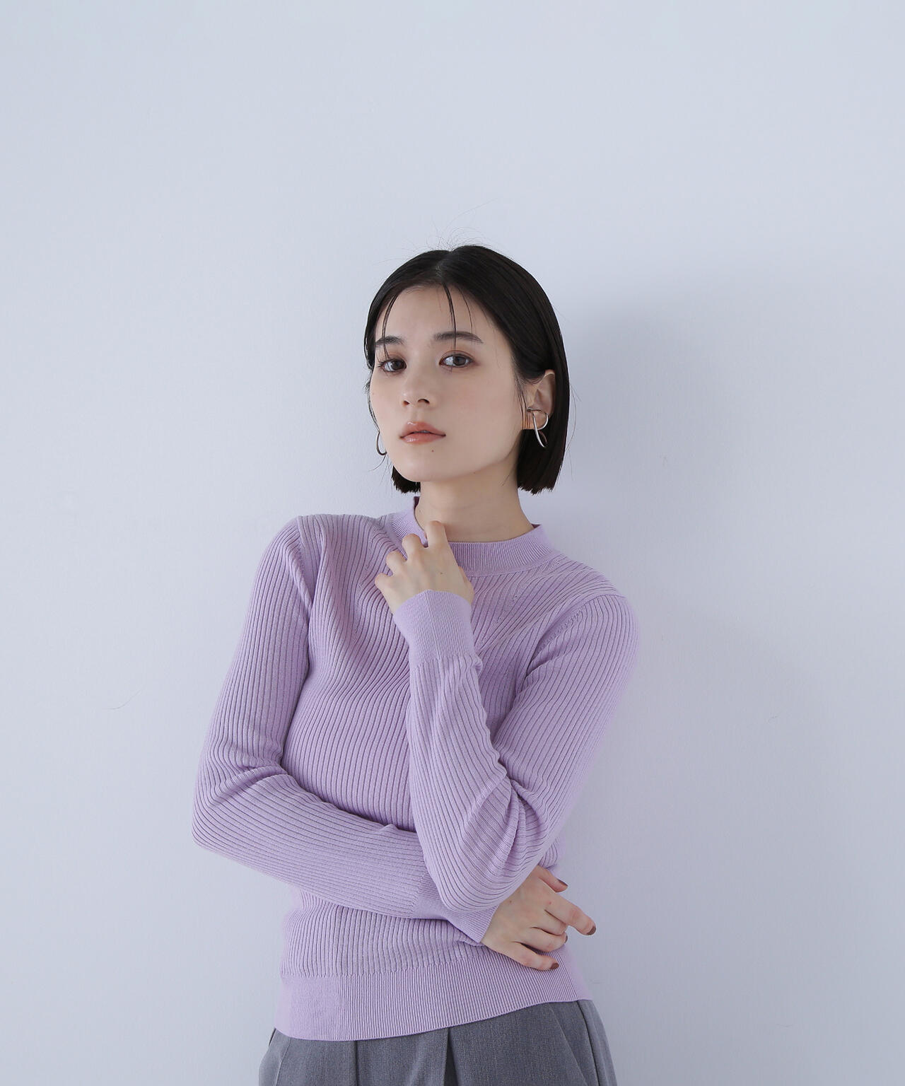 ウールブレンドニットシリーズ モックネック