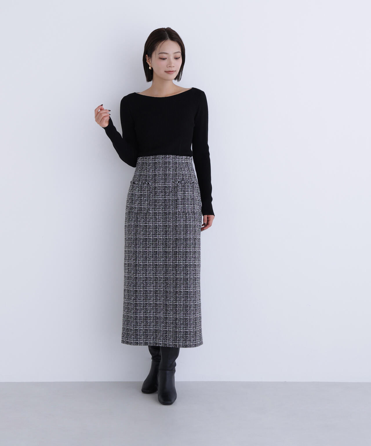 ウールブレンドニットシリーズ ボートネック