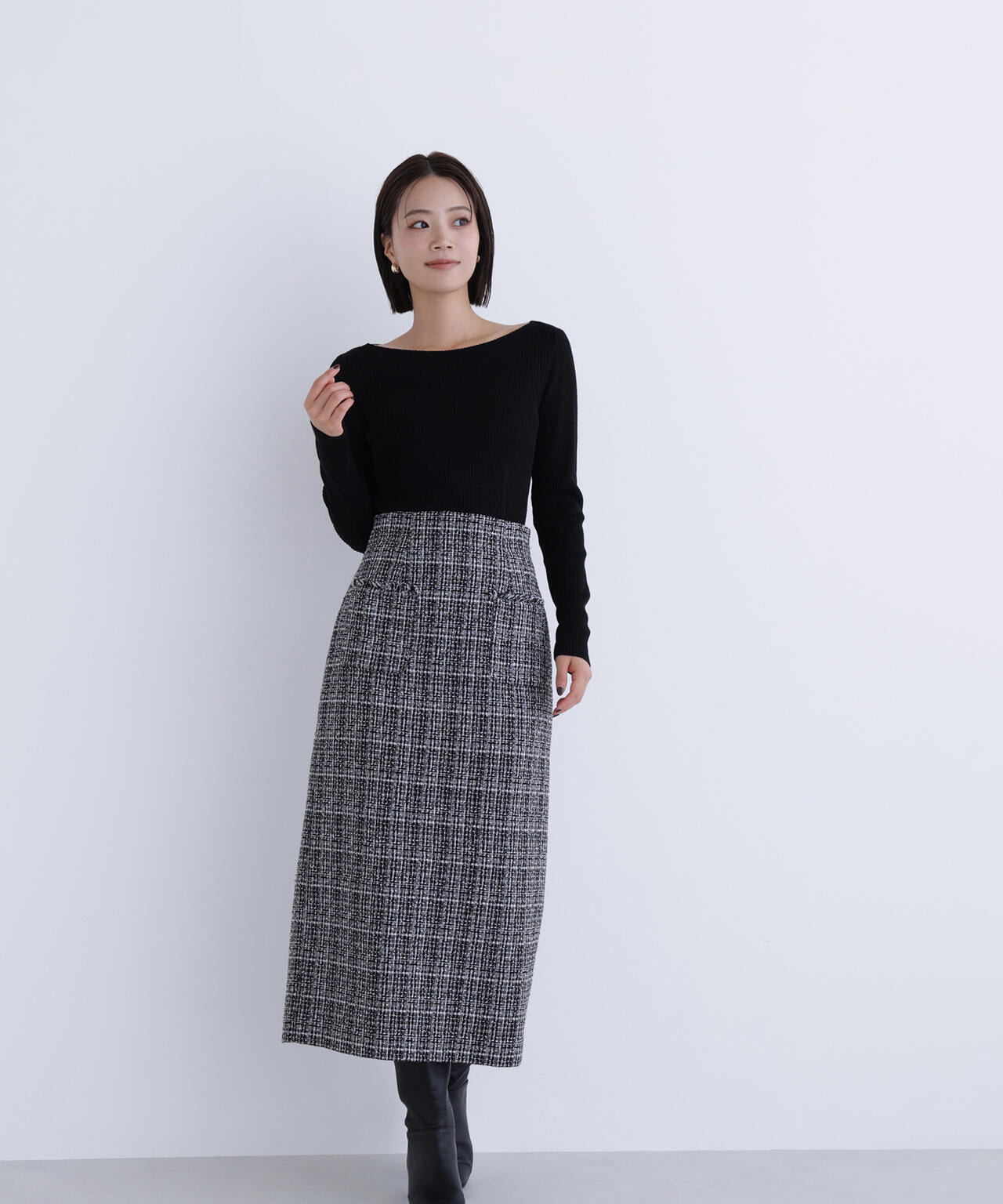 ウールブレンドニットシリーズ ボートネック