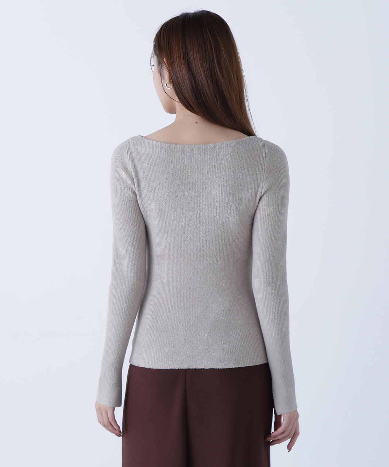 ボートネックモールリブニット