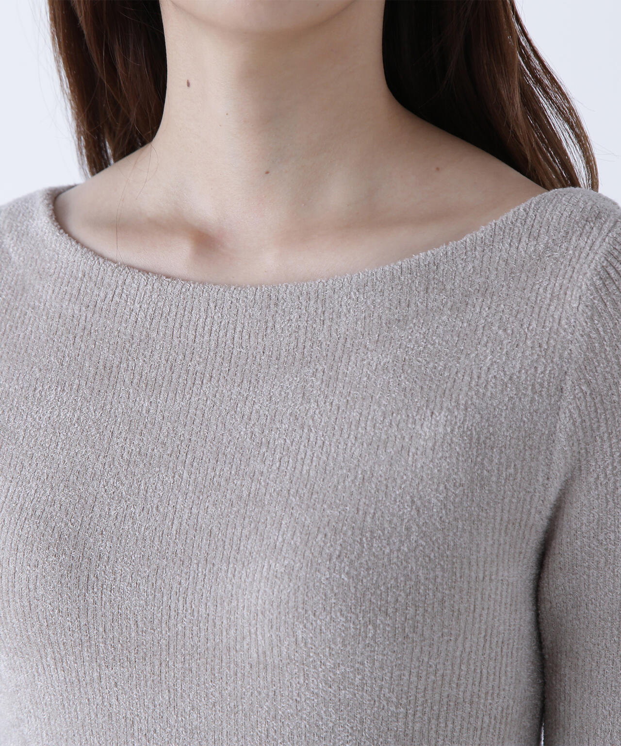 ボートネックモールリブニット