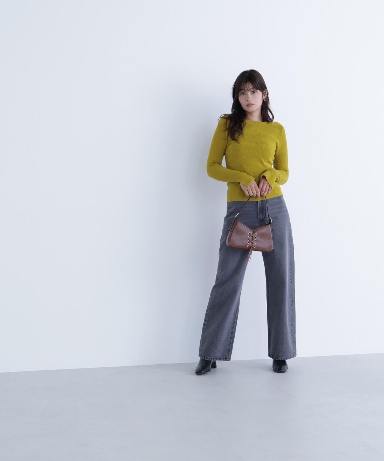 ボートネックモールリブニット