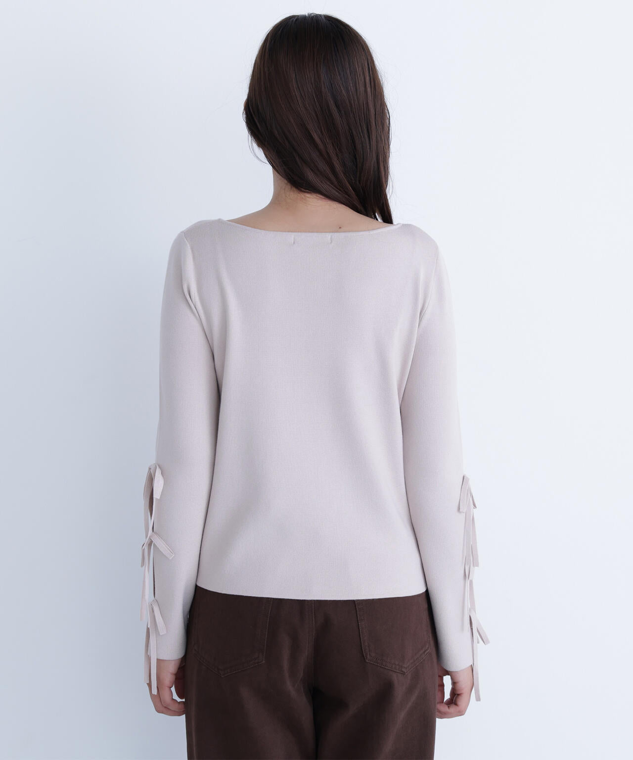 スリットリボンスリーブニット