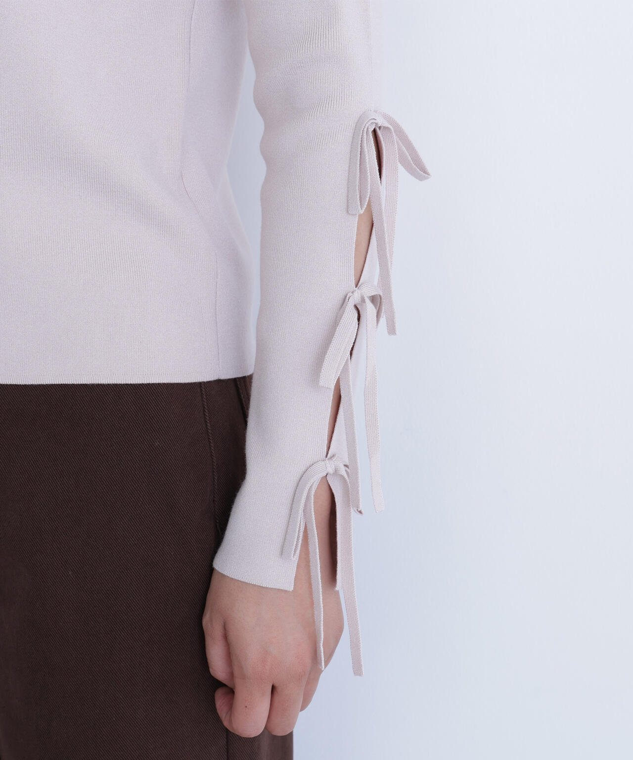 スリットリボンスリーブニット