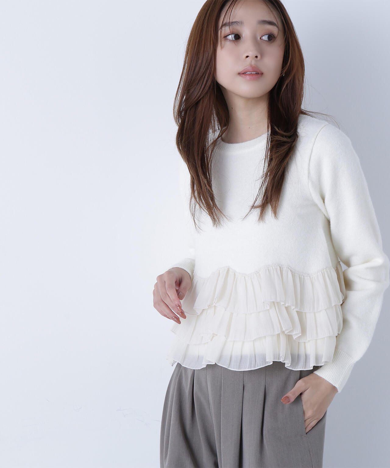 ヘムフリルドッキングニット