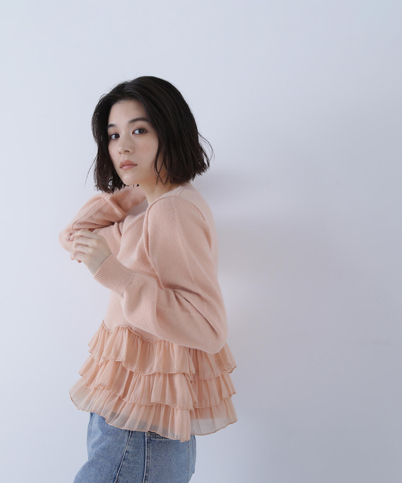 ヘムフリルドッキングニット