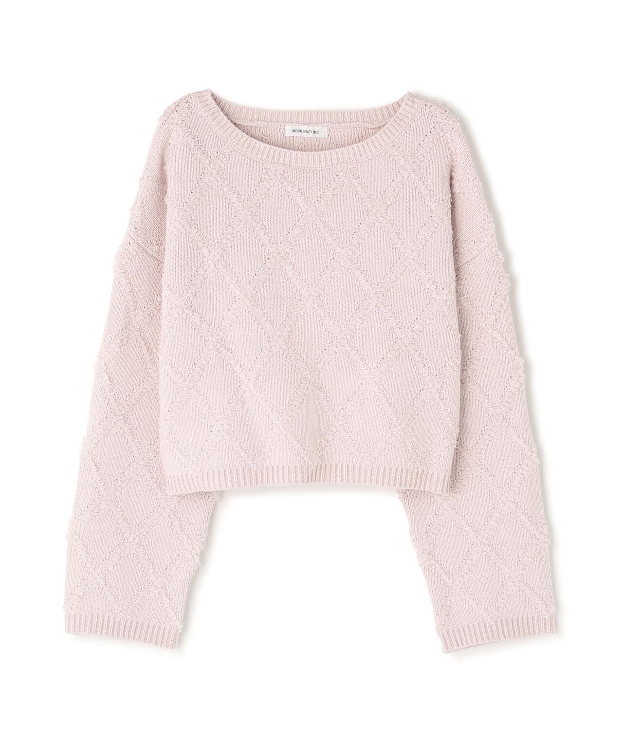 ダイヤ柄クロップドニット