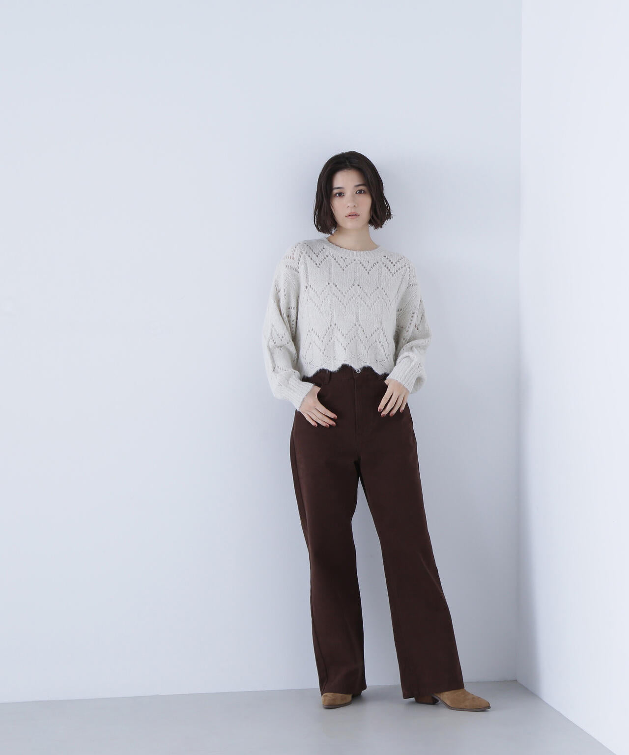 【sweet掲載】スカラップクロップドニット