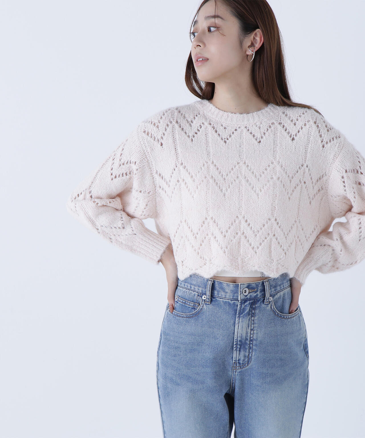 【sweet掲載】スカラップクロップドニット