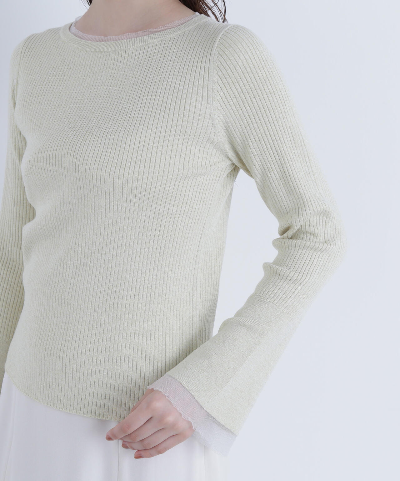 ボートネックフレアカフスニット