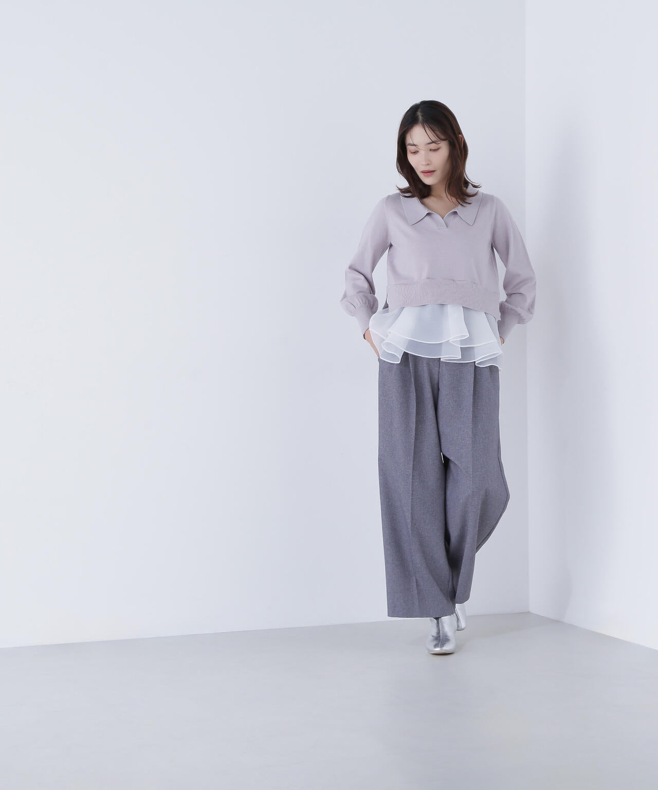 オーガンドッキングスキッパーニット