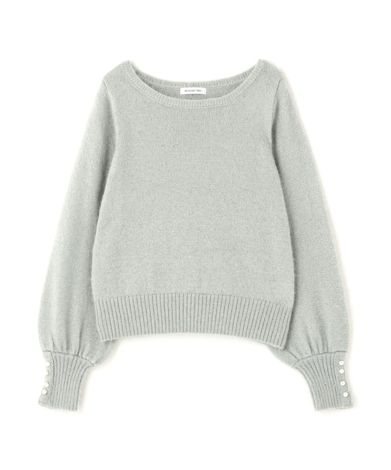 パールボタンヘアリーニット