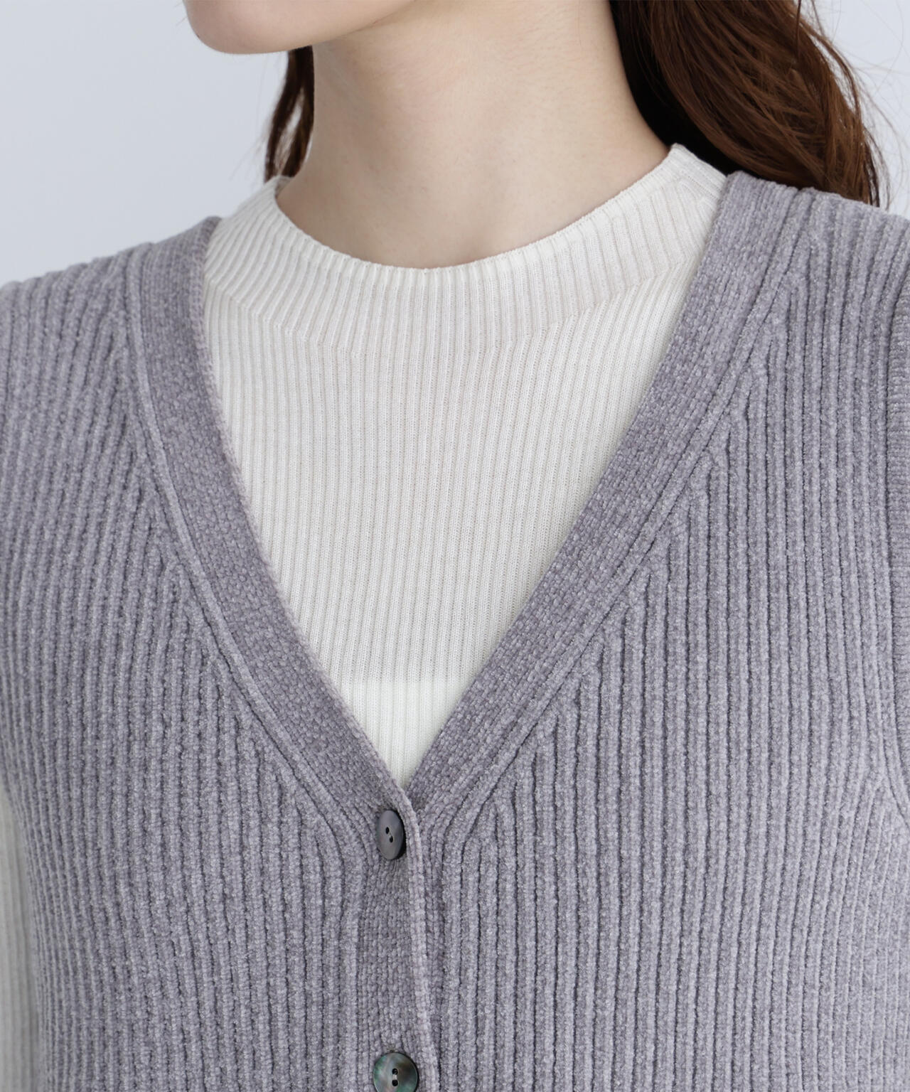 ペプラムベスト&リブニット