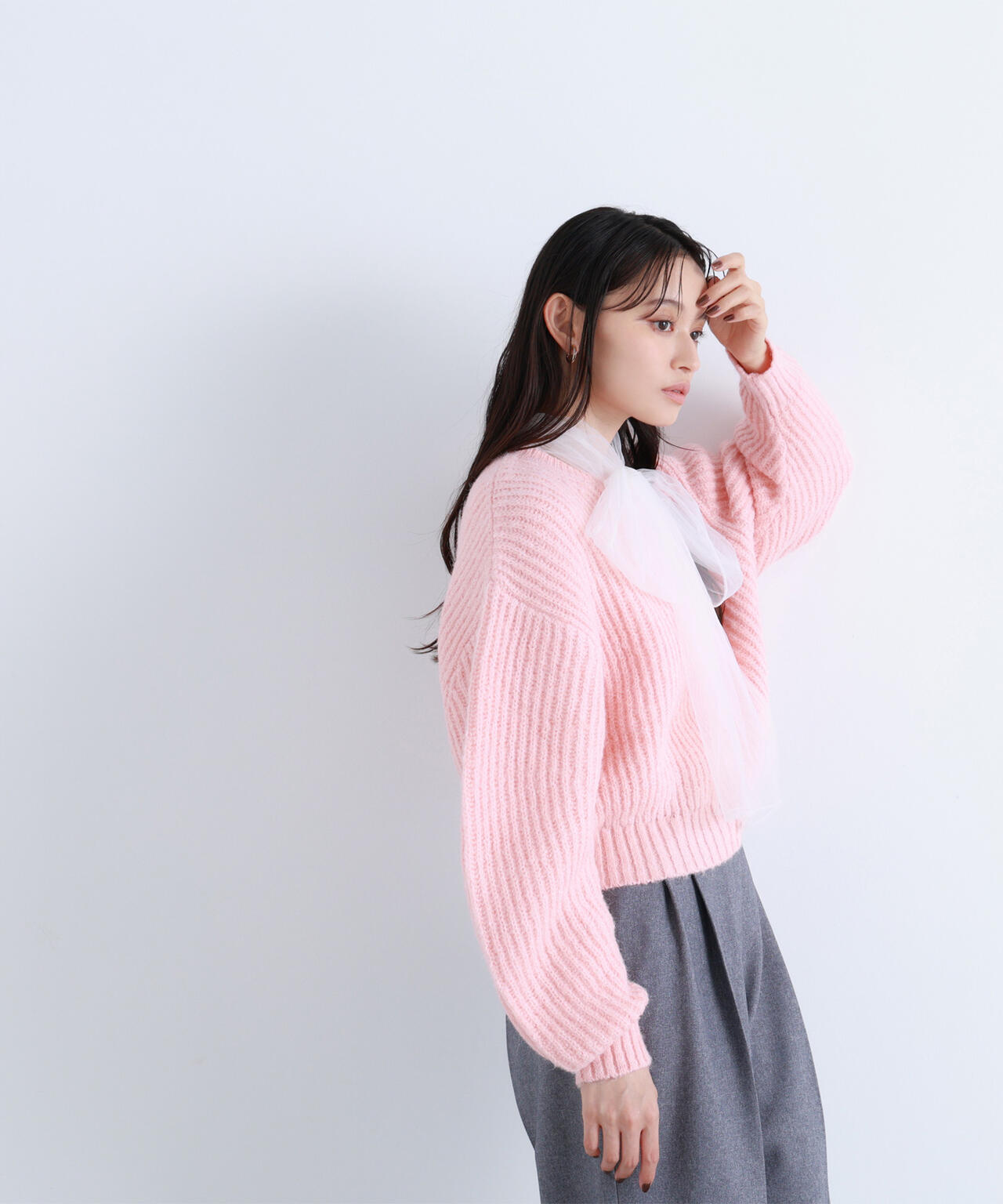 【BLANC】クロップドアゼフォルムニット