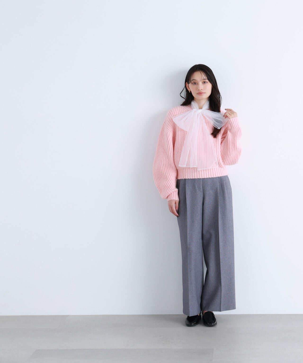 【BLANC】クロップドアゼフォルムニット