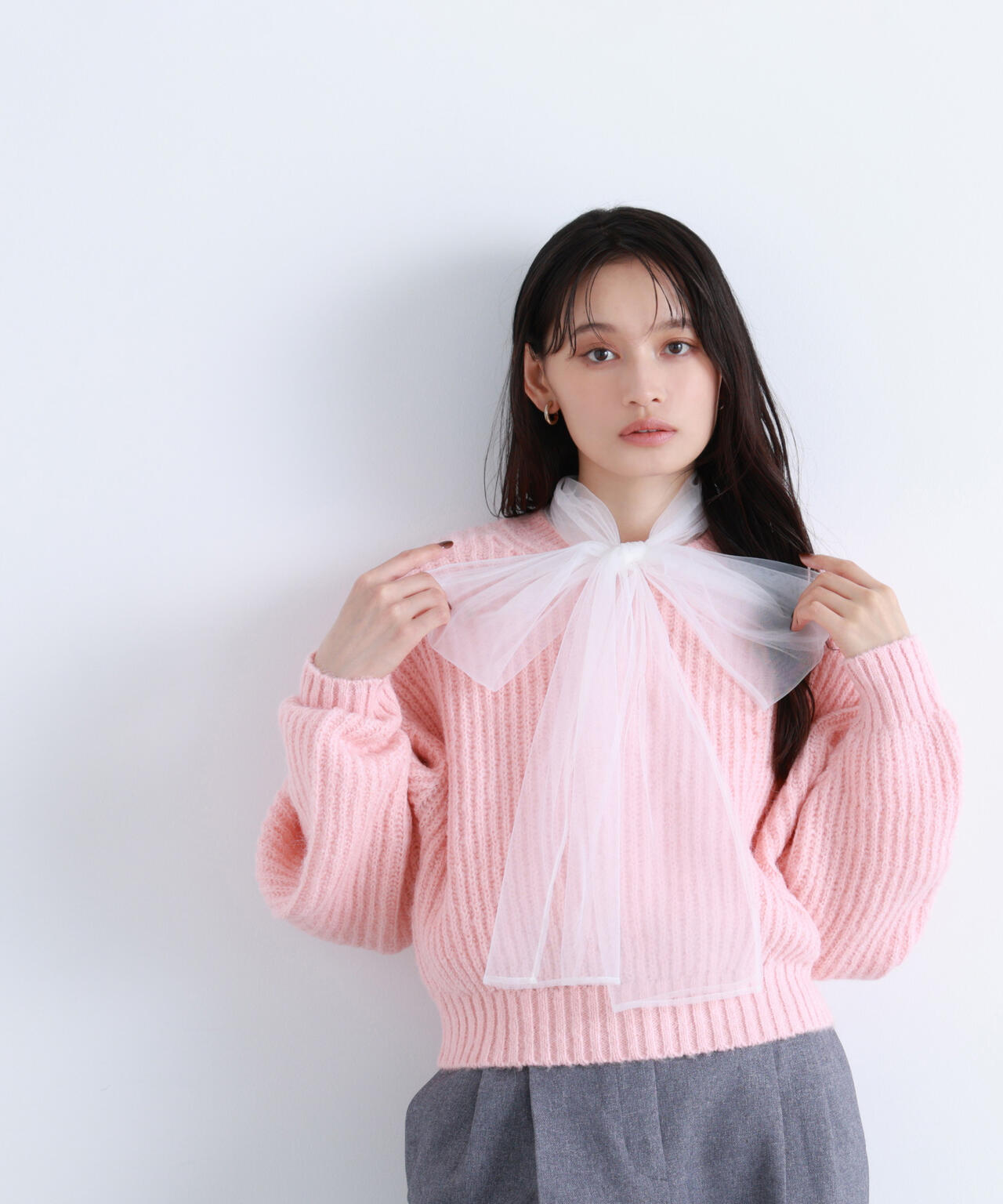 【BLANC】クロップドアゼフォルムニット