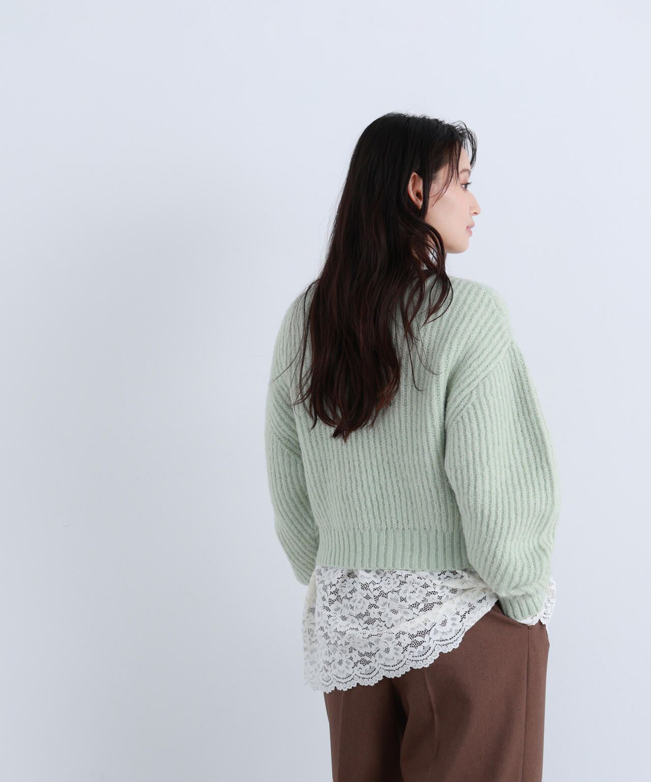 【BLANC】クロップドアゼフォルムニット