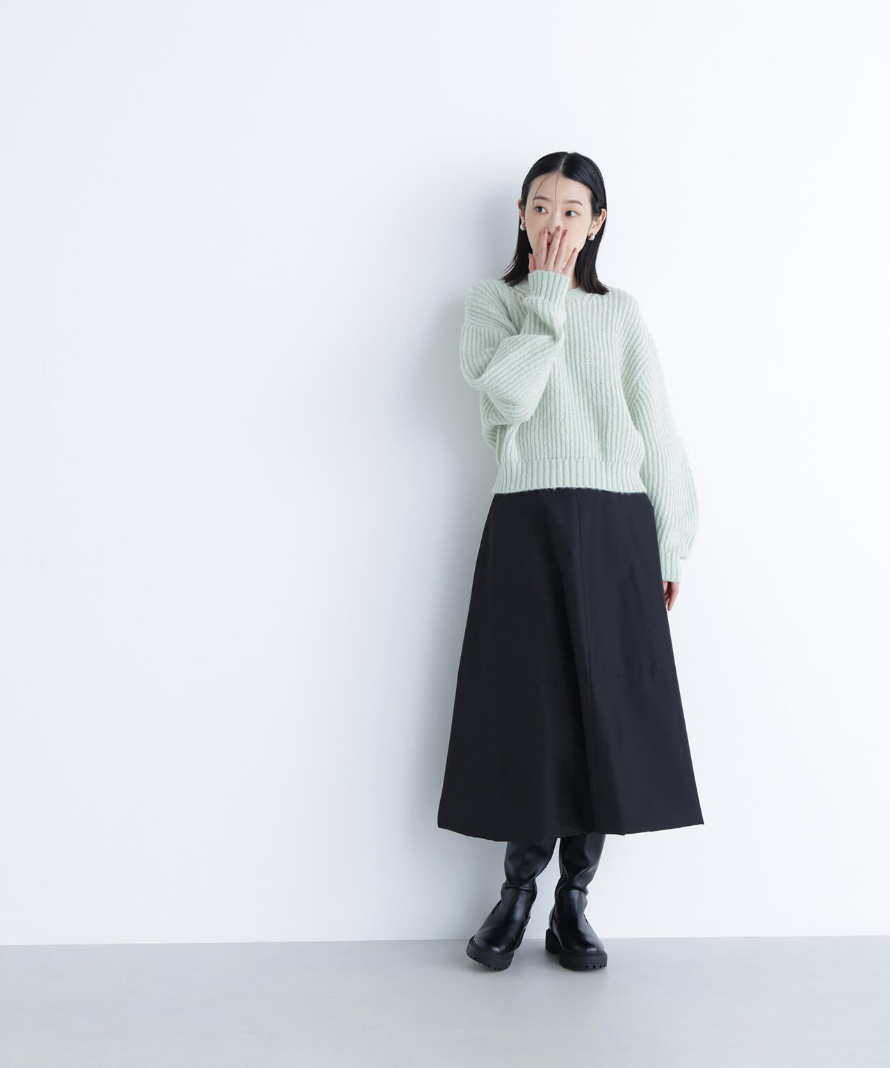 【BLANC】クロップドアゼフォルムニット