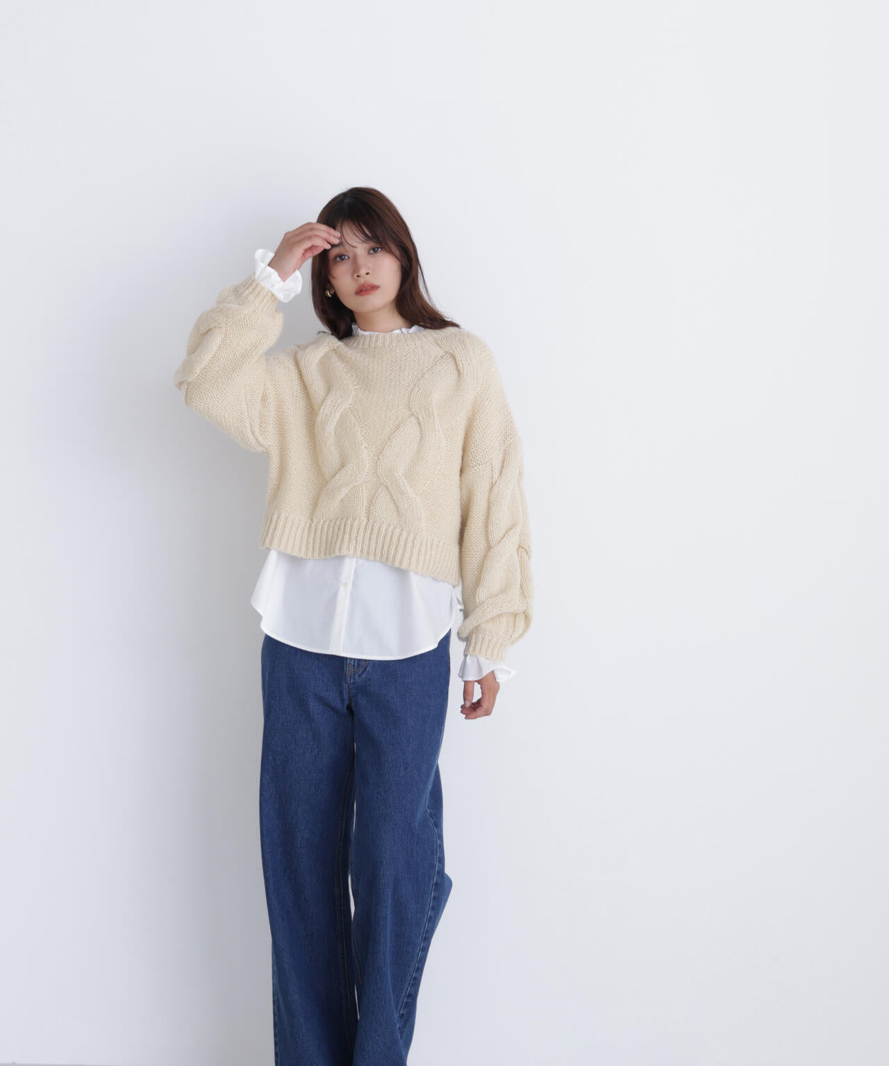 【Oggi掲載】クロップドビッグケーブルニット