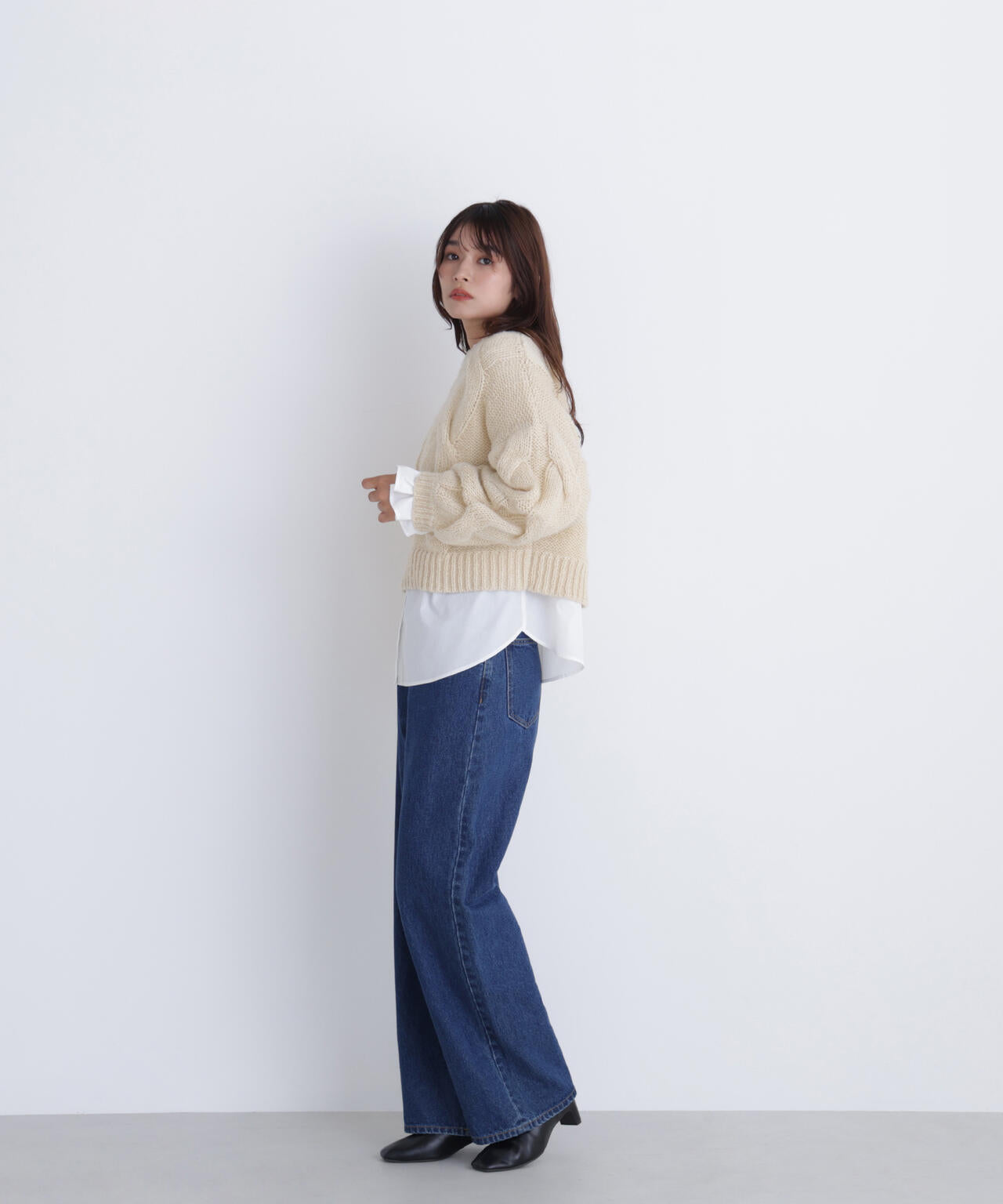 【Oggi掲載】クロップドビッグケーブルニット