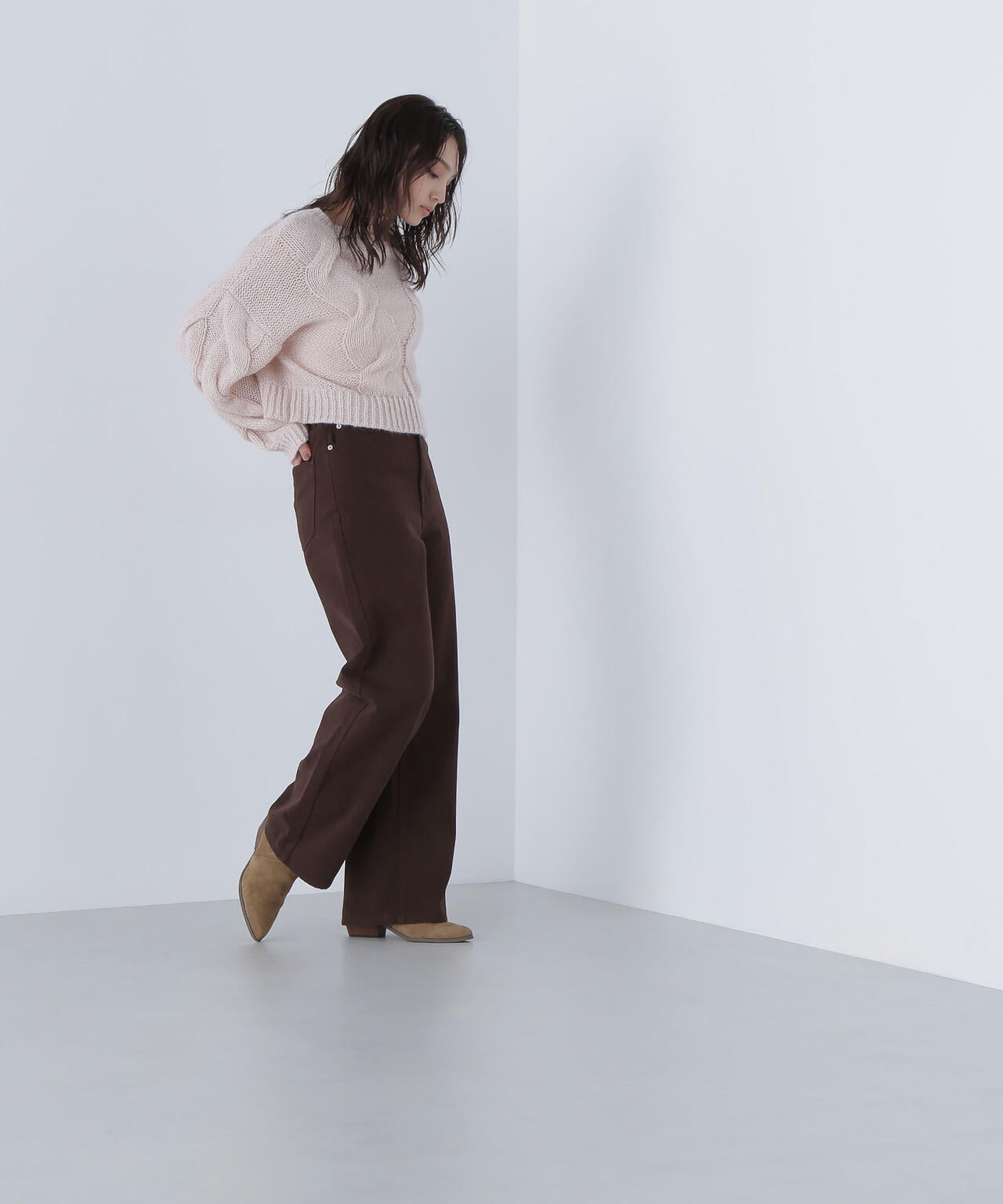 【Oggi掲載】クロップドビッグケーブルニット