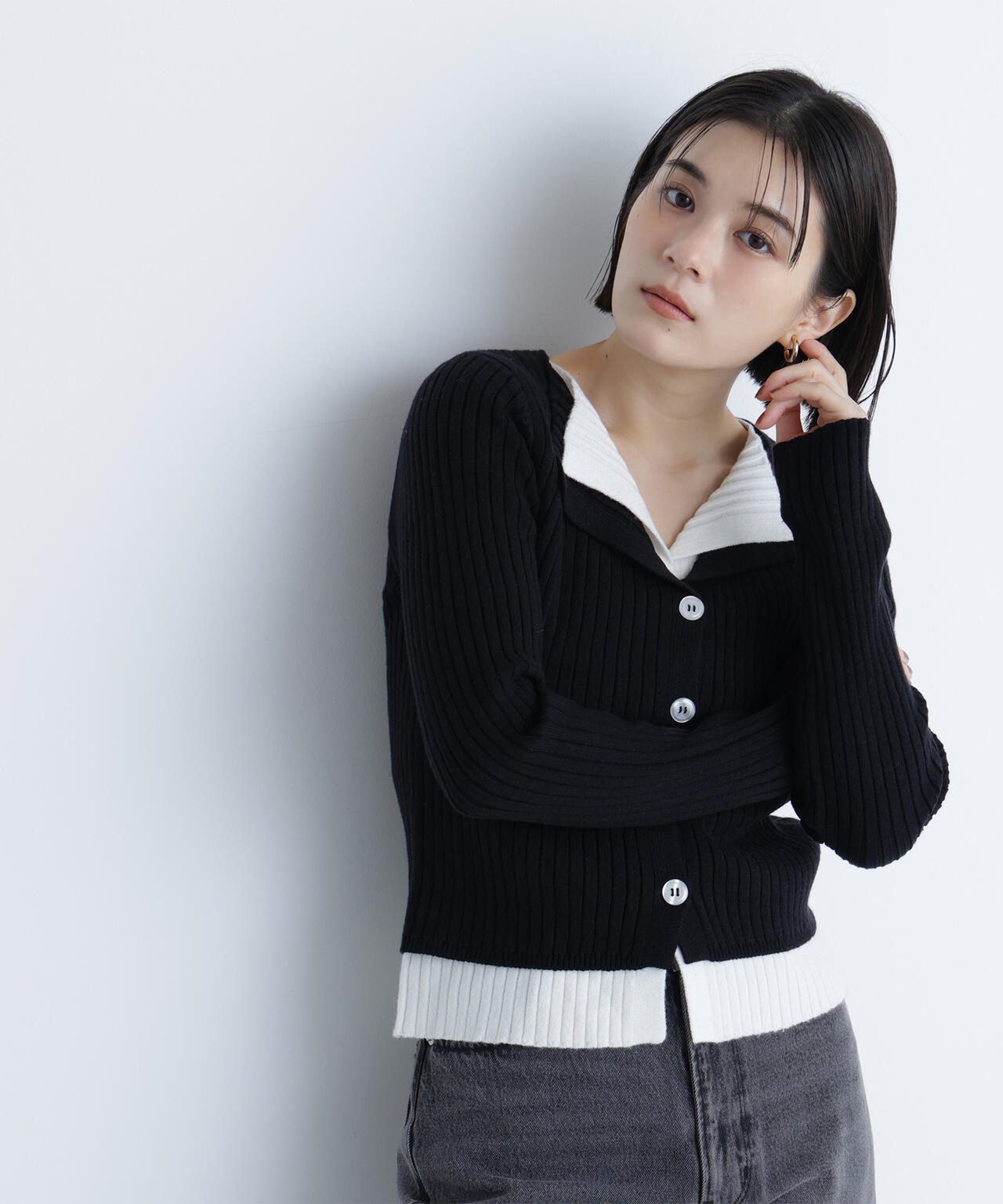 レイヤードライクスキッパーニット