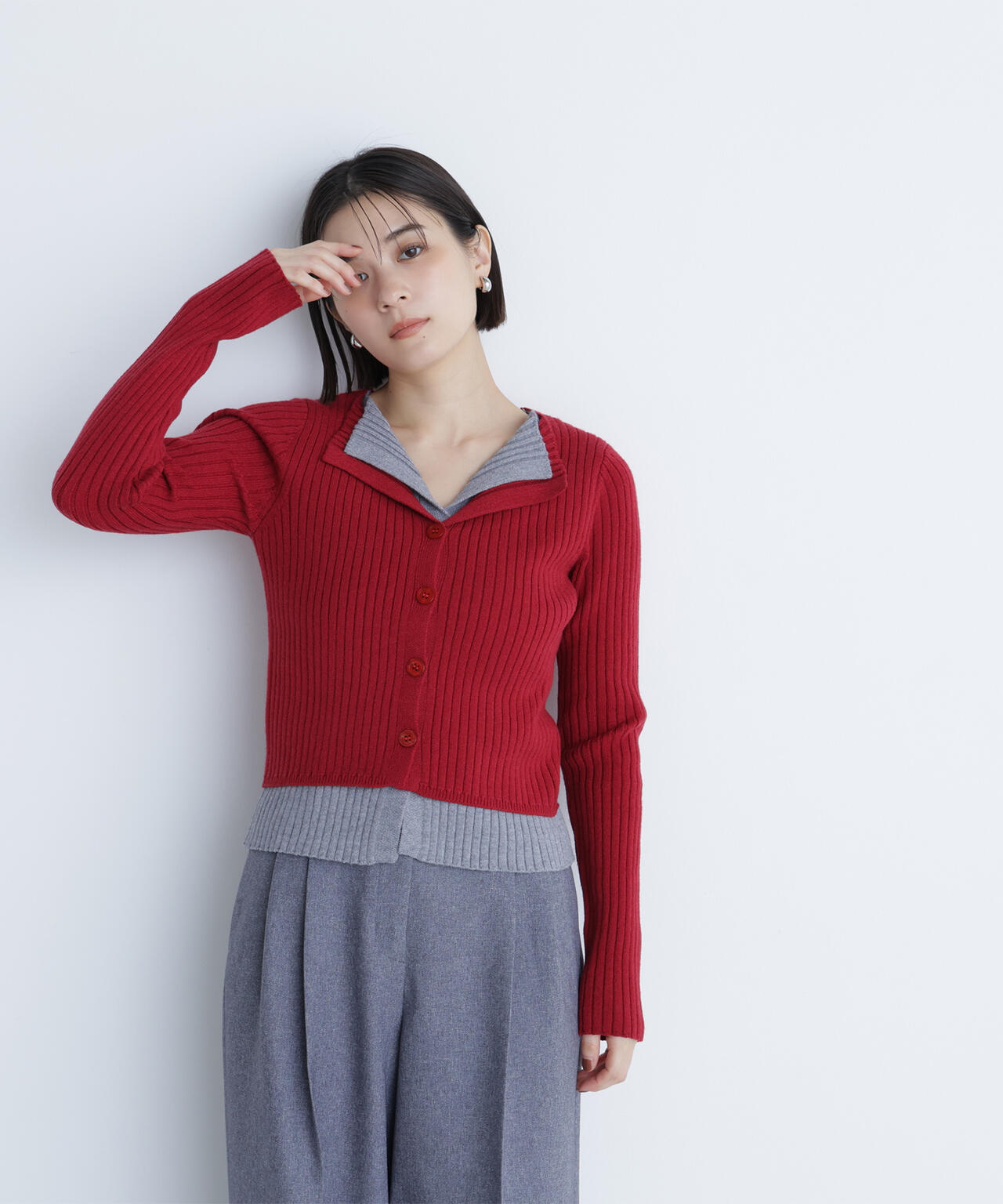 レイヤードライクスキッパーニット