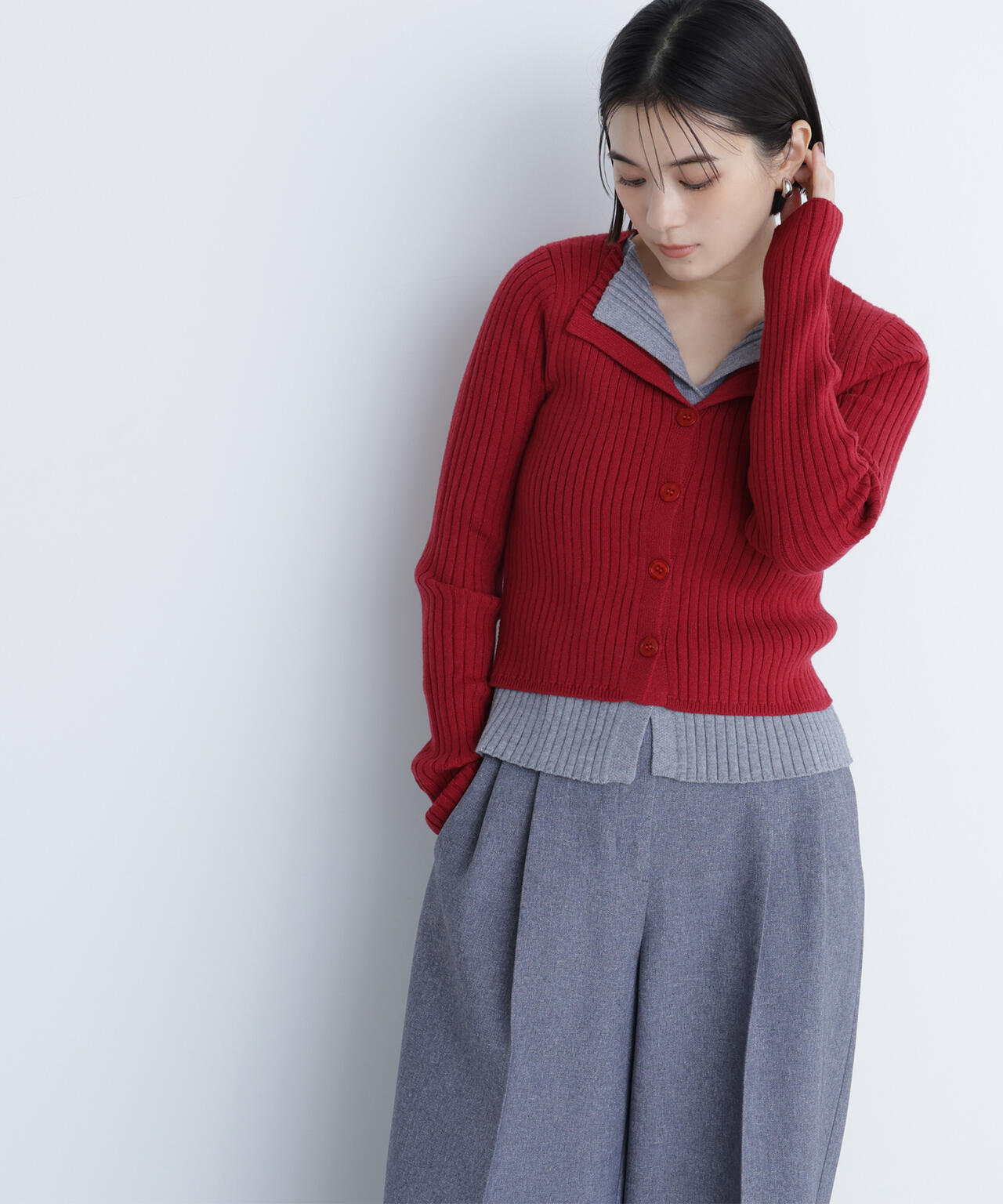 レイヤードライクスキッパーニット