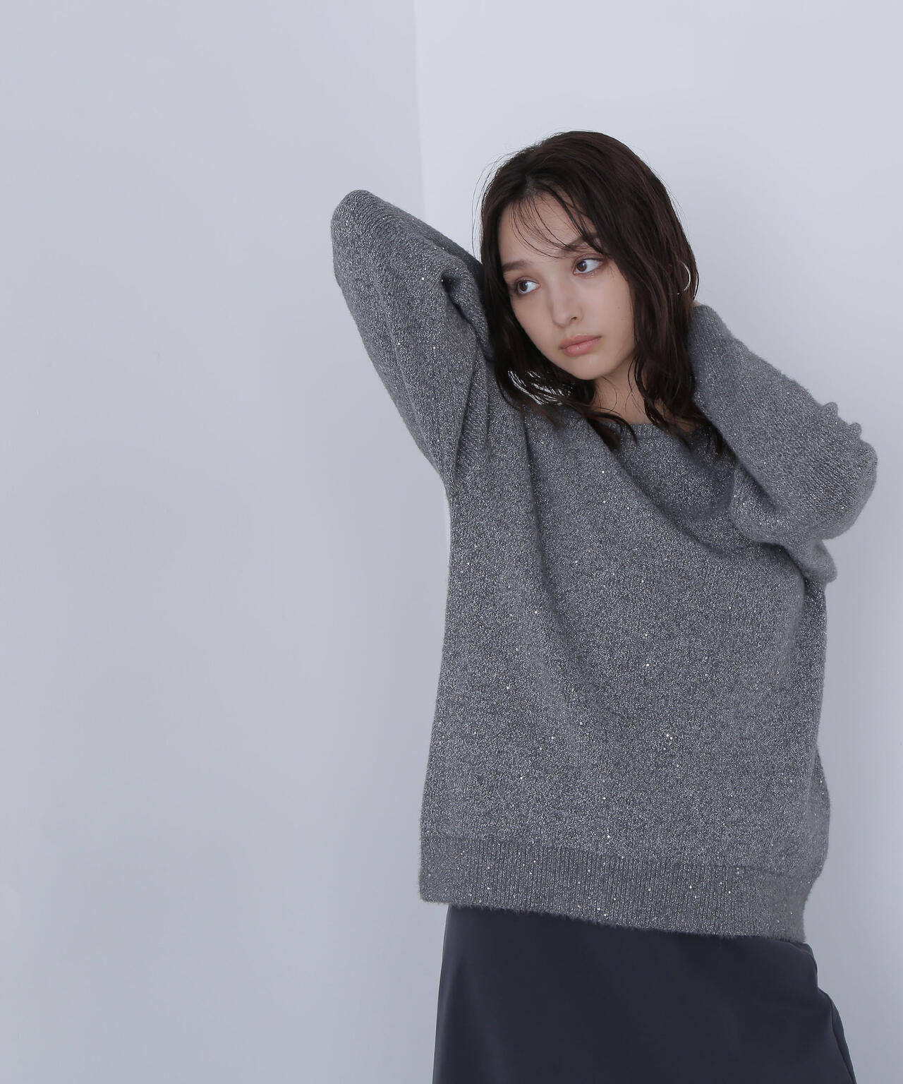 スパンコールフェザーラメニット