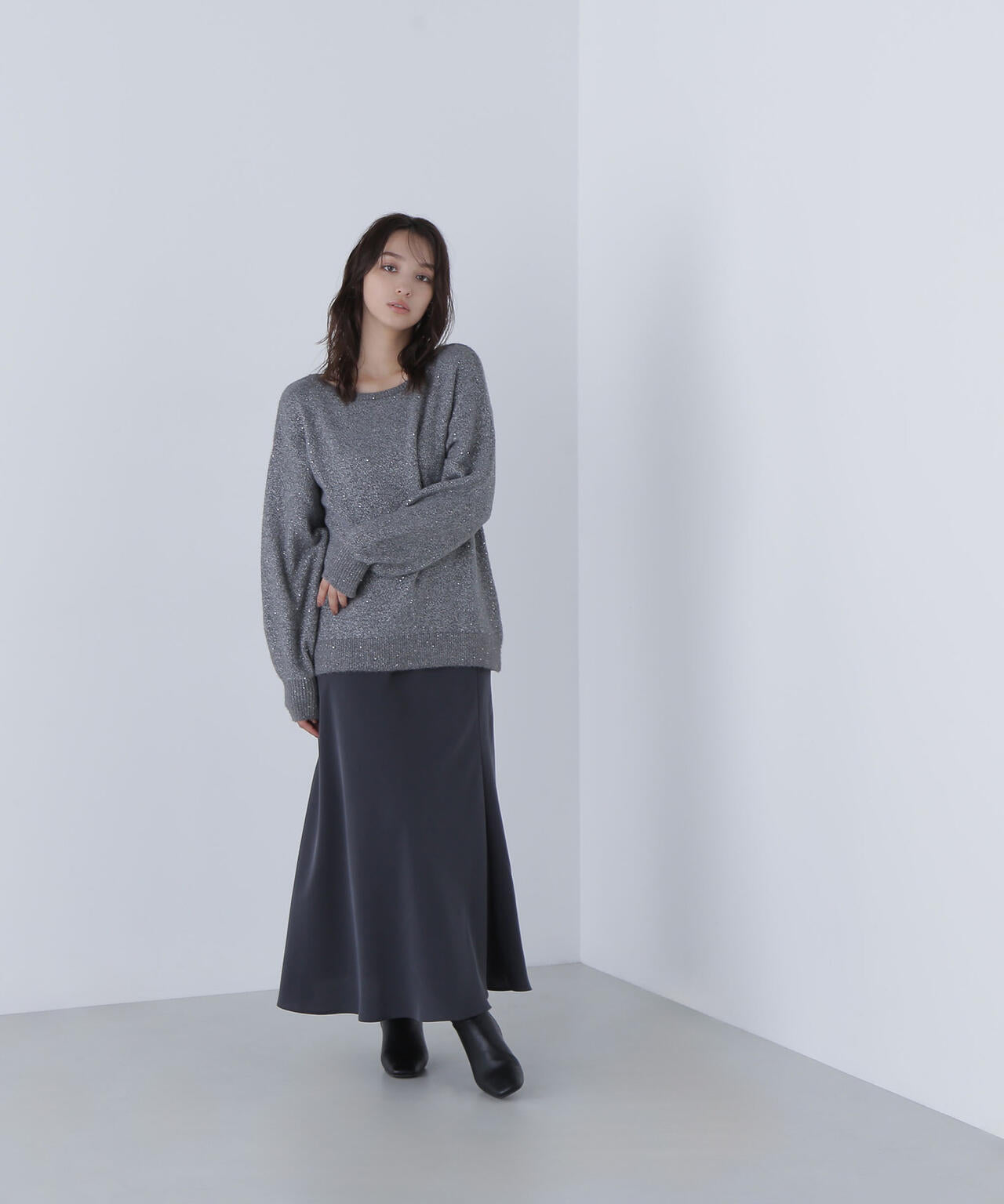 スパンコールフェザーラメニット