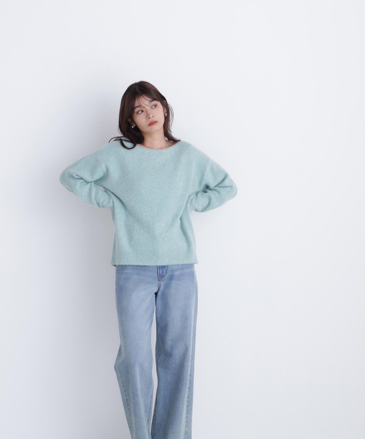 スパンコールフェザーラメニット