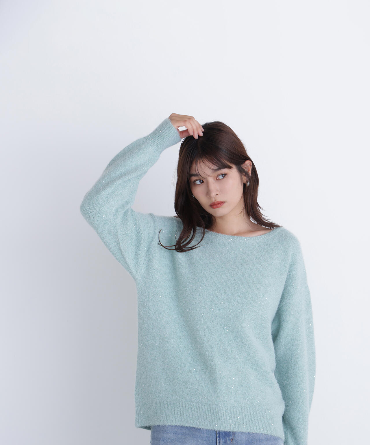 スパンコールフェザーラメニット