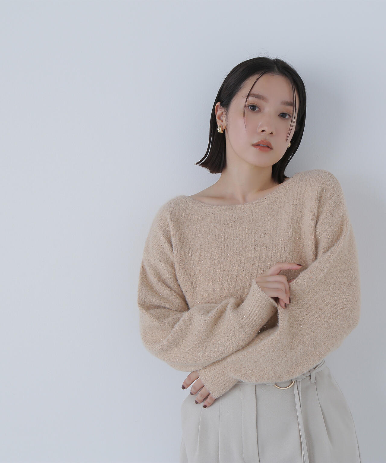 スパンコールフェザーラメニット