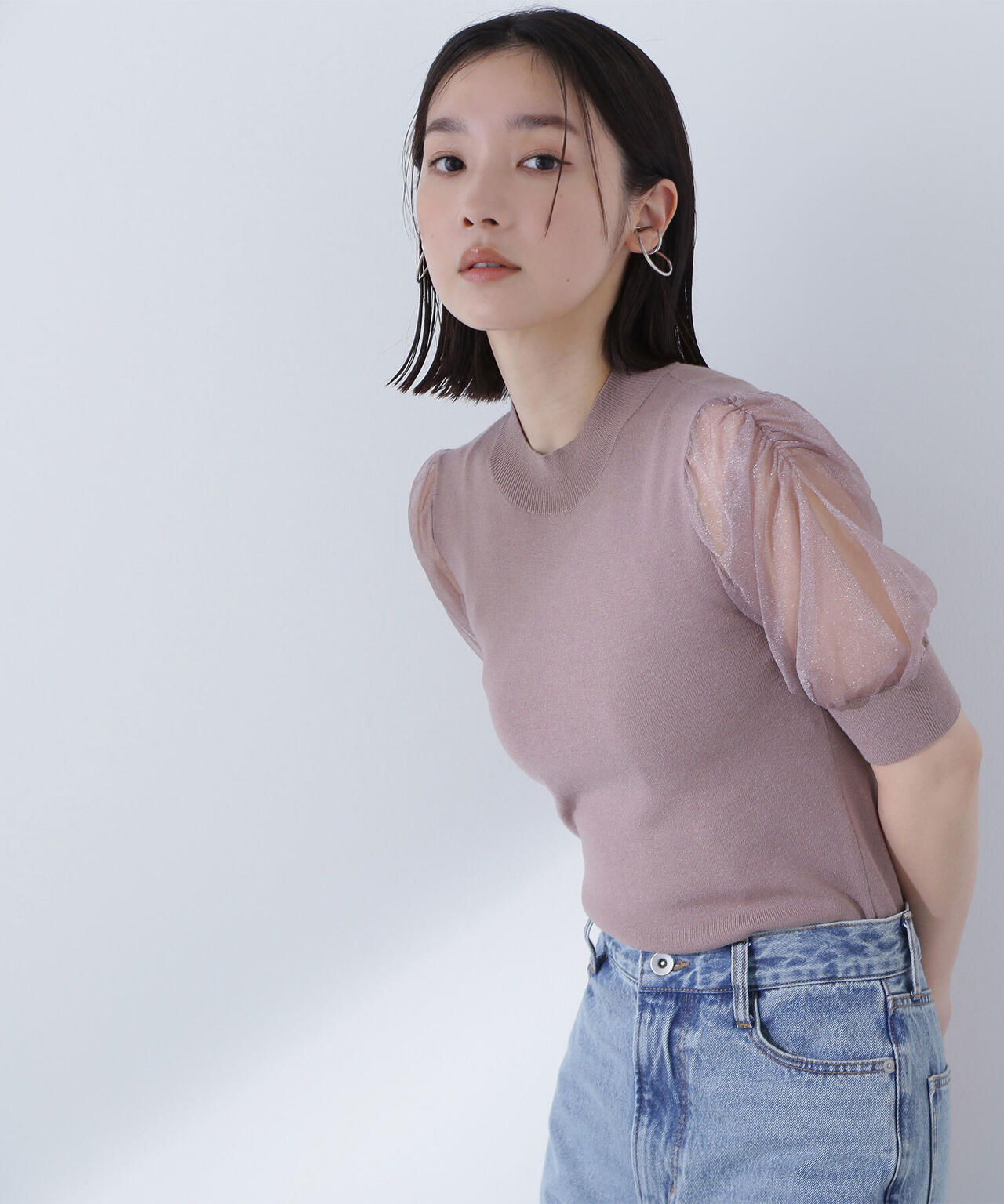 シアースリットスリーブニット