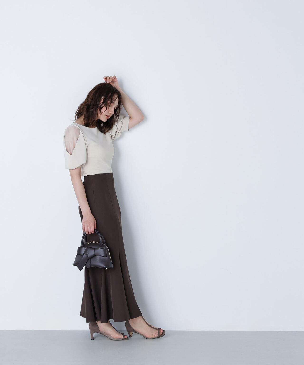 シアーレイヤースリーブニット