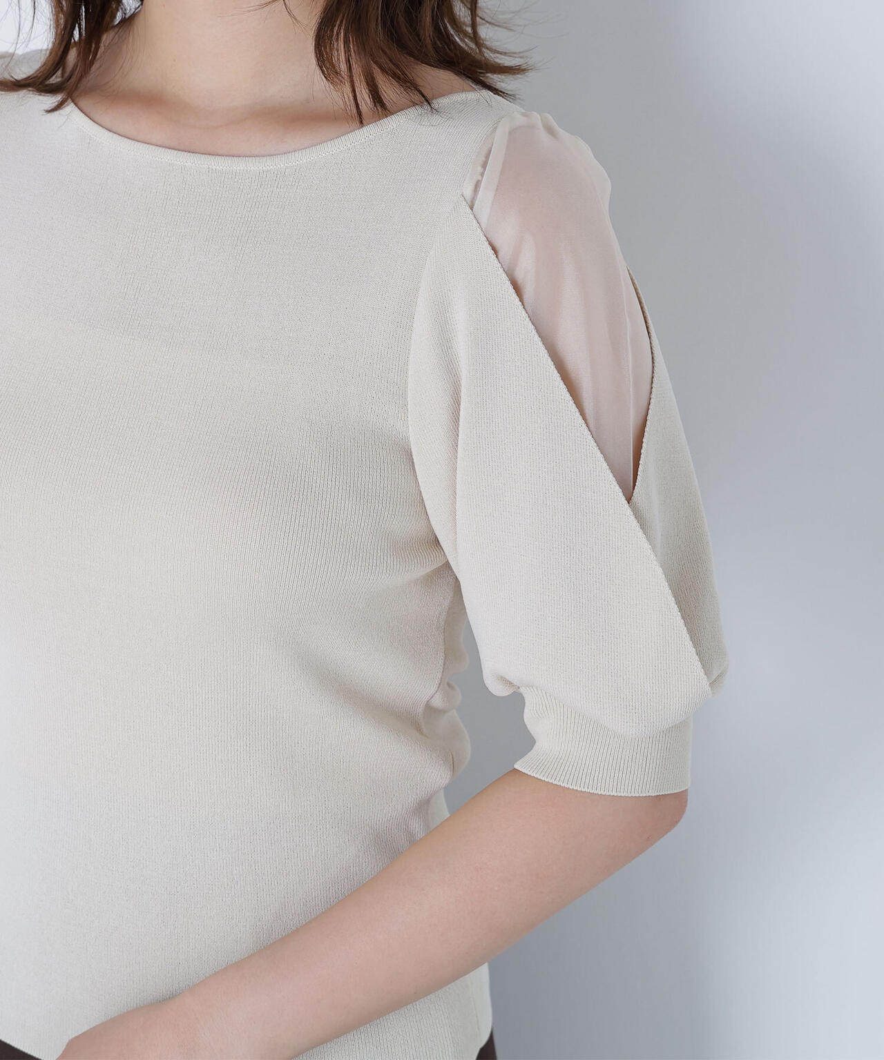 シアーレイヤースリーブニット